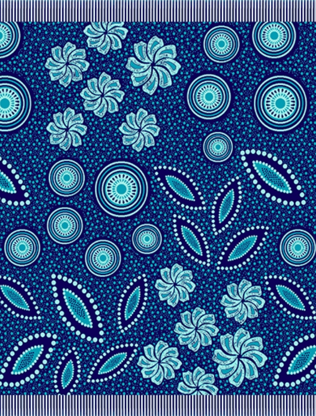 Shweshwe  Blanket : Navy/Aquamarine