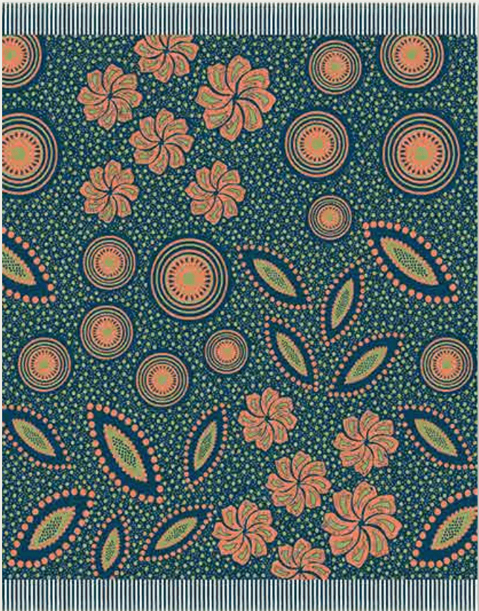 Shweshwe  Blanket : Teal/Avocardo