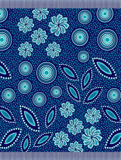 Shweshwe  Blanket : Navy/Aquamarine