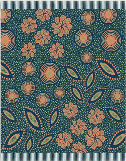 Shweshwe  Blanket : Teal/Avocardo